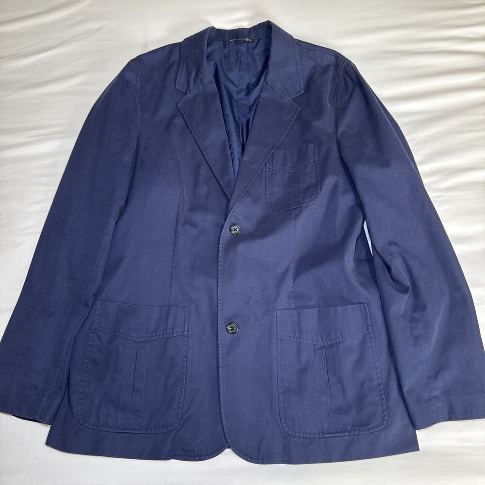 Eddie Bauer Y2K Jacket Lined Blazer Navy Blue Womens Large Tall Cotton Collared